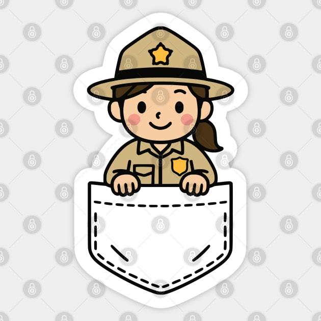 Funny Park Ranger Pocket Pal Cute Ranger Nature Explorer Sticker by Yesteeyear